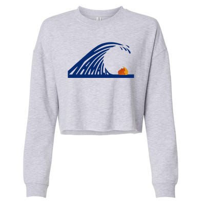 Wave Of Blue Kamala Harris Funny Anti Trump Cropped Pullover Crew