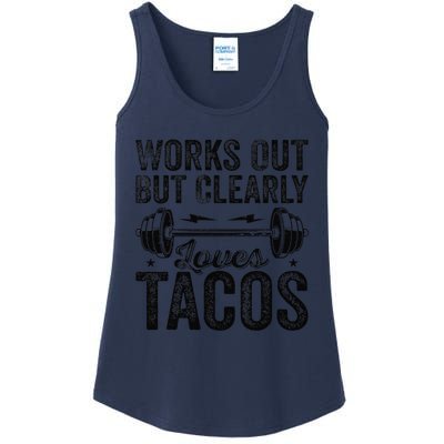 Works Out But Clearly Loves Tacos Gym Taco Tuesday Tacos Ladies Essential Tank