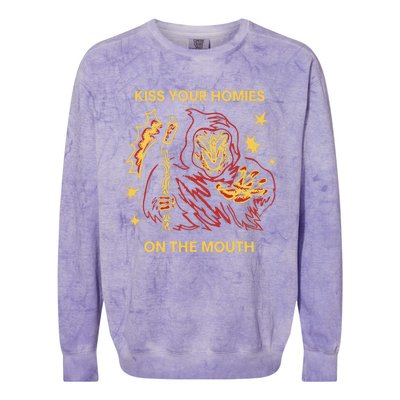 Wizard Of Barge Kiss Your Homies On The Mouth Colorblast Crewneck Sweatshirt