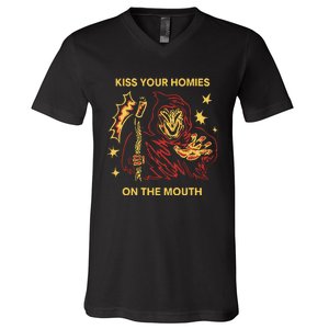 Wizard Of Barge Kiss Your Homies On The Mouth V-Neck T-Shirt