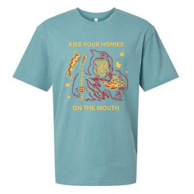 Wizard Of Barge Kiss Your Homies On The Mouth Sueded Cloud Jersey T-Shirt