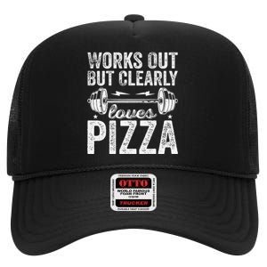 Works Out But Clearly Loves Pizza Tees I Love Pizza High Crown Mesh Back Trucker Hat