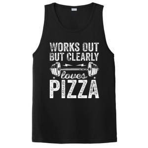 Works Out But Clearly Loves Pizza Tees I Love Pizza PosiCharge Competitor Tank