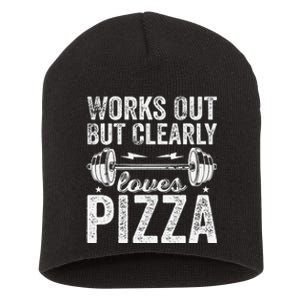 Works Out But Clearly Loves Pizza Tees I Love Pizza Short Acrylic Beanie