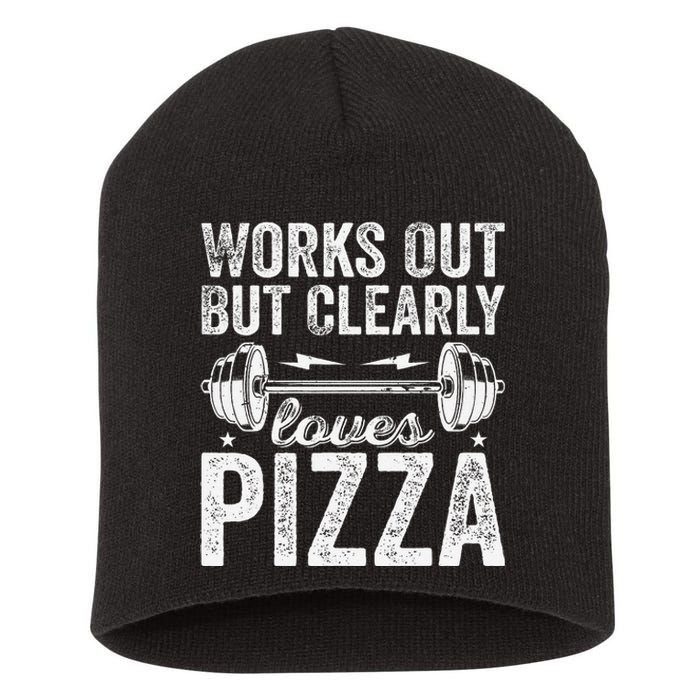 Works Out But Clearly Loves Pizza Tees I Love Pizza Short Acrylic Beanie