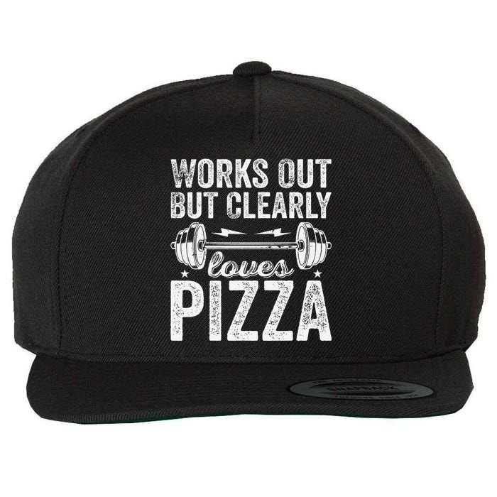 Works Out But Clearly Loves Pizza Tees I Love Pizza Wool Snapback Cap