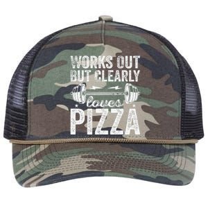 Works Out But Clearly Loves Pizza Tees I Love Pizza Retro Rope Trucker Hat Cap