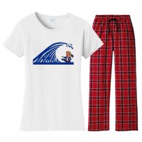 Wave Of Blue Cats For Kamala Funny Trump For Ladies For Guy Women's Flannel Pajama Set