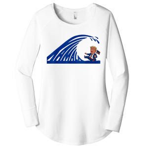 Wave Of Blue Cats For Kamala Funny Trump For Ladies For Guy Women's Perfect Tri Tunic Long Sleeve Shirt