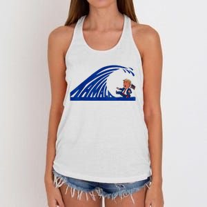 Wave Of Blue Cats For Kamala Funny Trump For Ladies For Guy Women's Knotted Racerback Tank