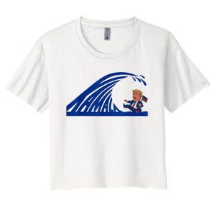 Wave Of Blue Cats For Kamala Funny Trump For Ladies For Guy Women's Crop Top Tee