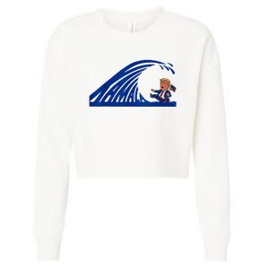 Wave Of Blue Cats For Kamala Funny Trump For Ladies For Guy Cropped Pullover Crew