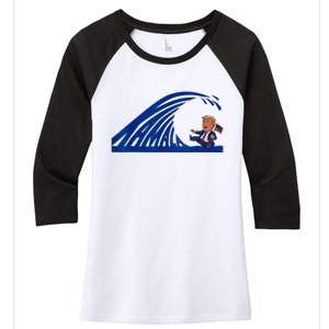 Wave Of Blue Cats For Kamala Funny Trump For Ladies For Guy Women's Tri-Blend 3/4-Sleeve Raglan Shirt