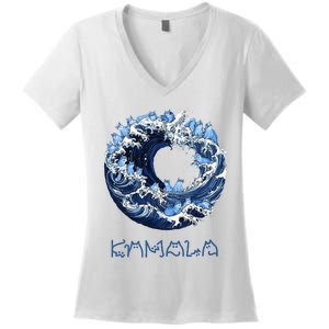 Wave Of Blue Cats For Kama Women's V-Neck T-Shirt