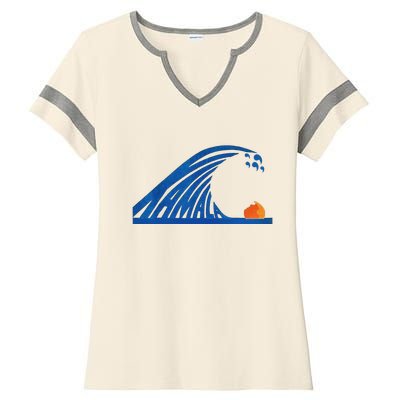 Wave Of Blue Cats For Kamala Ladies Halftime Notch Neck Tee