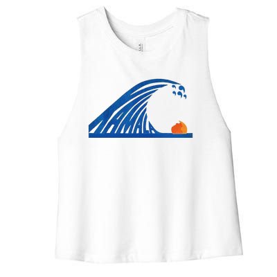 Wave Of Blue Cats For Kamala Women's Racerback Cropped Tank