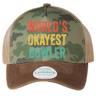 World's Okayest Bowler Funny Bowling Lover Vintage Retro Legacy Tie Dye Trucker Hat