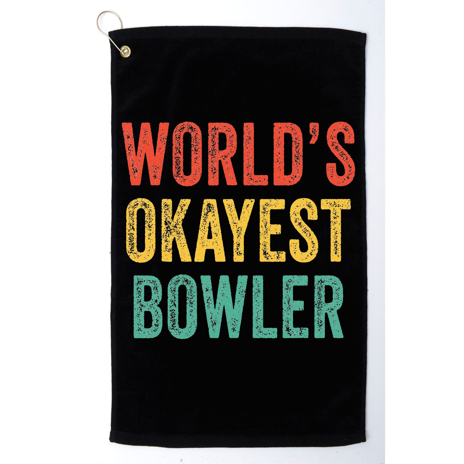 World's Okayest Bowler Funny Bowling Lover Vintage Retro Golf Towel