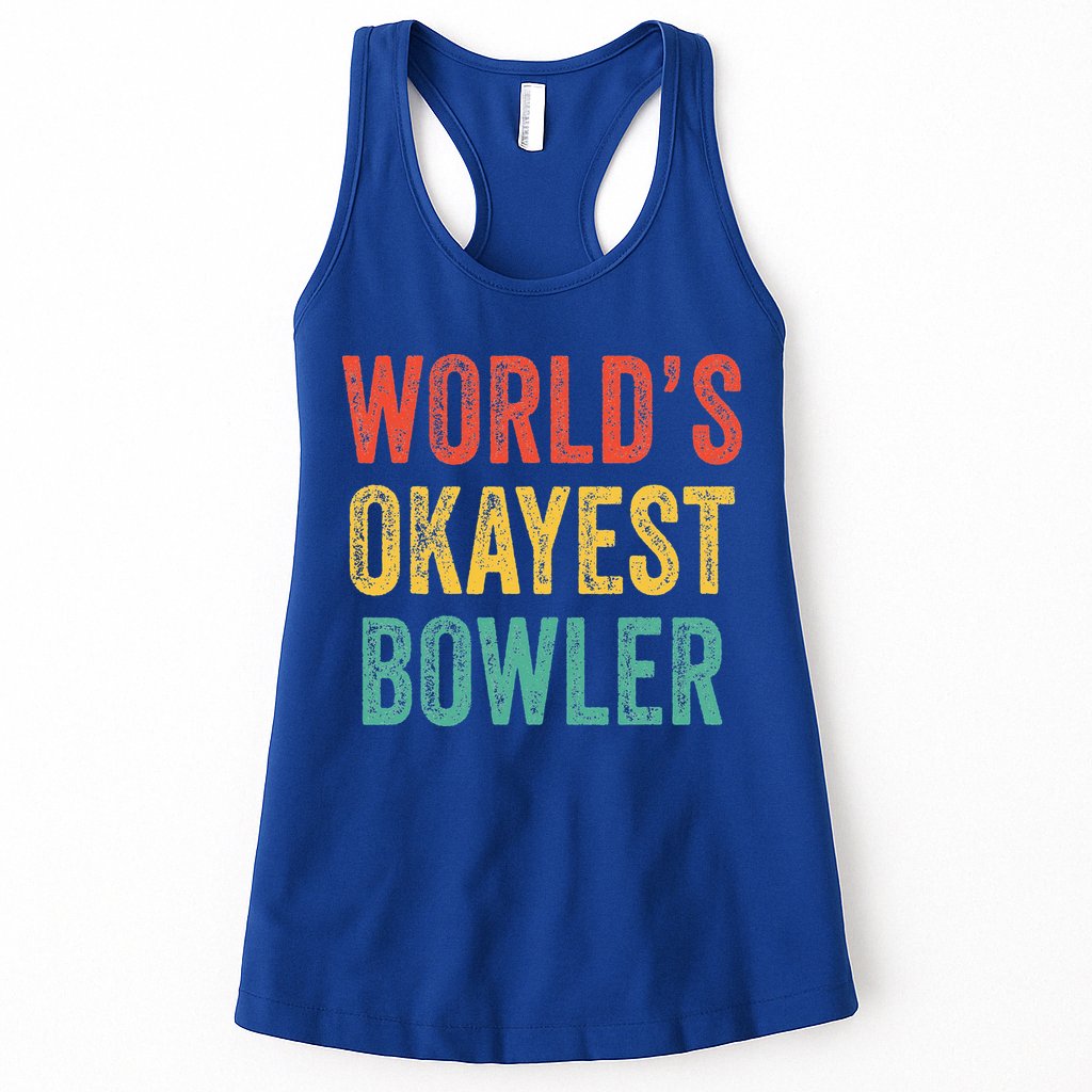 World's Okayest Bowler Funny Bowling Lover Vintage Retro Womens Tank Top
