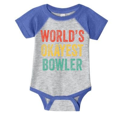 World's Okayest Bowler Funny Bowling Lover Vintage Retro Infant Baby Jersey Bodysuit