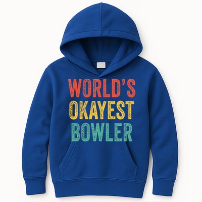 World's Okayest Bowler Funny Bowling Lover Vintage Retro Kids Hoodie