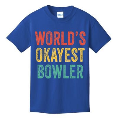 World's Okayest Bowler Funny Bowling Lover Vintage Retro Kids T-Shirt