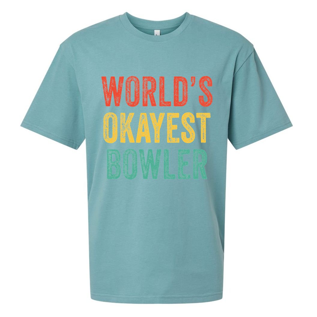 World's Okayest Bowler Funny Bowling Lover Vintage Retro Sueded Cloud Jersey T-Shirt