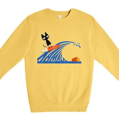 Wave Of Blue Cats Blue Cats Wave For Kamala Cats Funny Premium Crewneck Sweatshirt