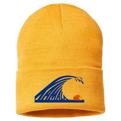 Wave Of Blue Cats For Kamala Funny Trump For Ladies For Guy Sustainable Knit Beanie