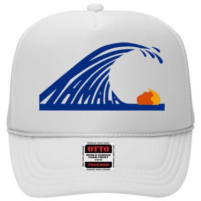 Wave Of Blue Cats For Kamala Funny Trump For Ladies For Guy High Crown Mesh Back Trucker Hat