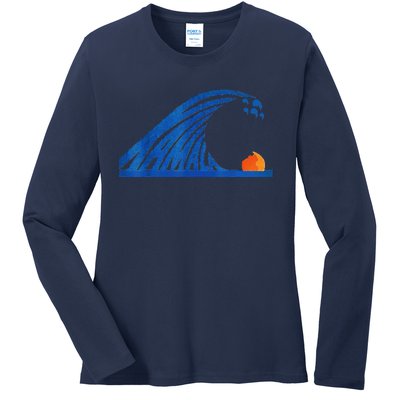 Wave Of Blue Wave Wave Of Blue Cats The Madam Bule Wave Ladies Long Sleeve Shirt