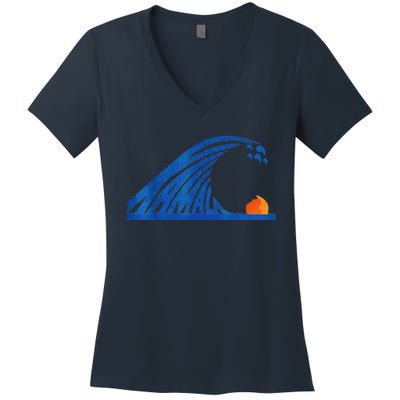 Wave Of Blue Wave Wave Of Blue Cats The Madam Bule Wave Women's V-Neck T-Shirt