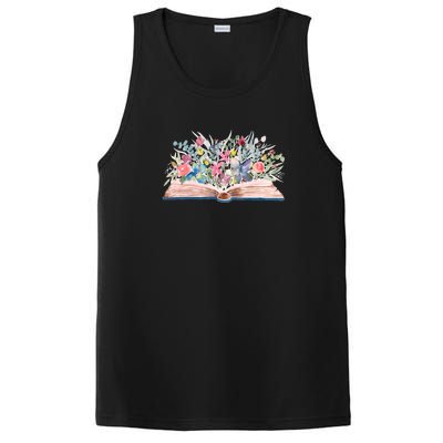 Watercolor Open Book With Florals PosiCharge Competitor Tank