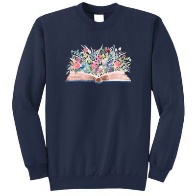 Watercolor Open Book With Florals Sweatshirt