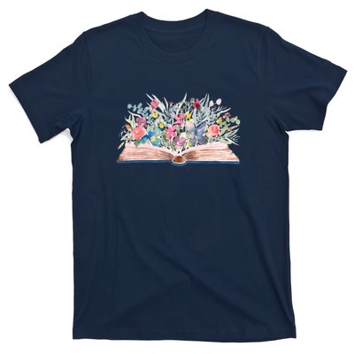 Watercolor Open Book With Florals T-Shirt