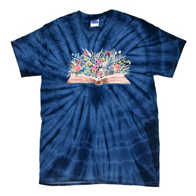 Watercolor Open Book With Florals Tie-Dye T-Shirt