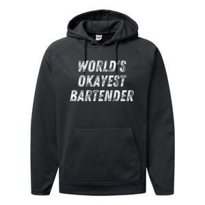 WorldS Okayest Bartender Funny Bartending Mixologist Performance Fleece Hoodie