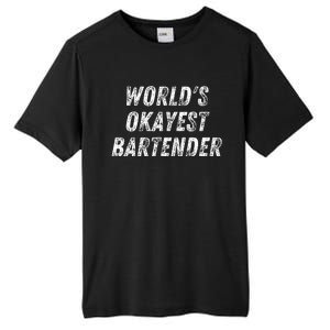 WorldS Okayest Bartender Funny Bartending Mixologist Tall Fusion ChromaSoft Performance T-Shirt