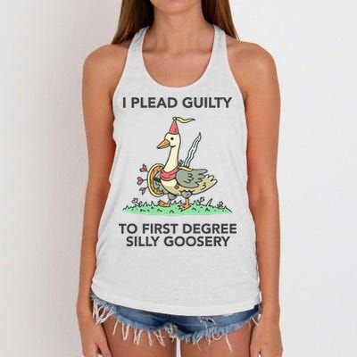 Wizard Of Barge I Plead Guilty To First Degree Silly Goosery Women's Knotted Racerback Tank