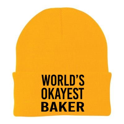 Worlds Okayest Baker Funny Pastry Chef Gift Knit Cap Winter Beanie