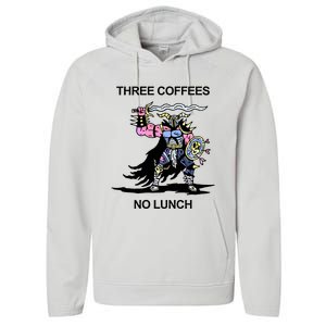 Wizard Of Barge Three Coffees No Lunch Performance Fleece Hoodie