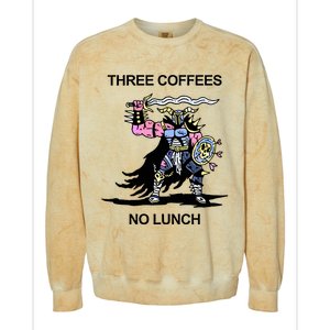 Wizard Of Barge Three Coffees No Lunch Colorblast Crewneck Sweatshirt