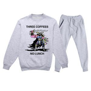 Wizard Of Barge Three Coffees No Lunch Premium Crewneck Sweatsuit Set