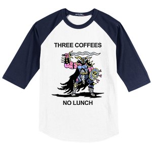 Wizard Of Barge Three Coffees No Lunch Baseball Sleeve Shirt