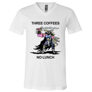 Wizard Of Barge Three Coffees No Lunch V-Neck T-Shirt