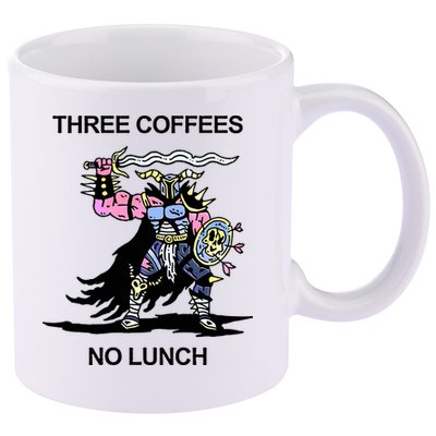 Wizard Of Barge Three Coffees No Lunch 11oz C Handle Ceramic Mug