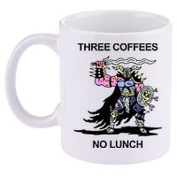 Wizard Of Barge Three Coffees No Lunch 11oz C Handle Ceramic Mug