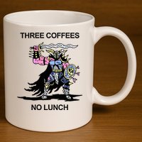 Wizard Of Barge Three Coffees No Lunch 11oz C Handle Ceramic Mug