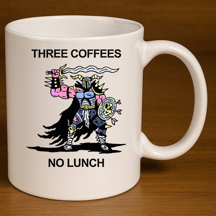 Wizard Of Barge Three Coffees No Lunch 11oz C Handle Ceramic Mug
