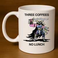 Wizard Of Barge Three Coffees No Lunch 11oz C Handle Ceramic Mug